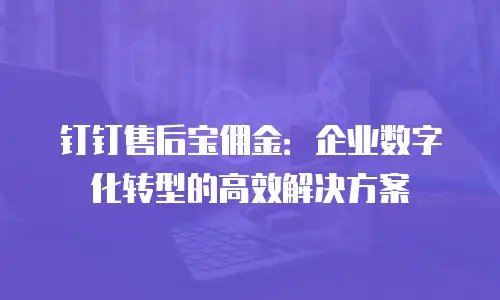 钉钉售后宝佣金：企业数字化转型的高效解决方案