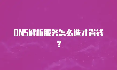 DNS解析服务怎么选才省钱？