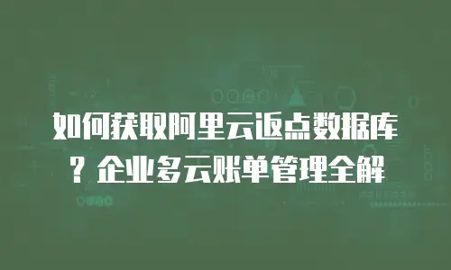如何获取阿里云返点数据库？企业多云账单管理全解