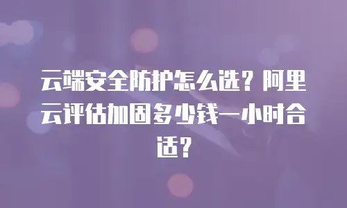 云端安全防护怎么选？阿里云评估加固多少钱一小时合适？