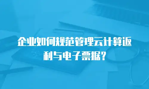 企业如何规范管理云计算返利与电子票据？