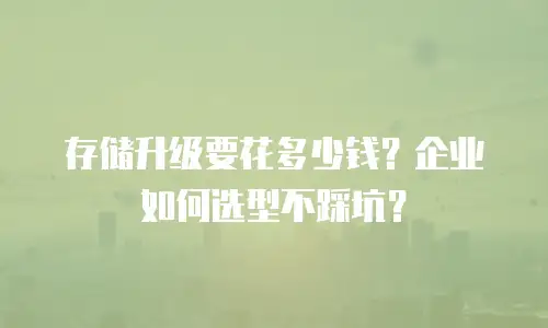 存储升级要花多少钱？企业如何选型不踩坑？