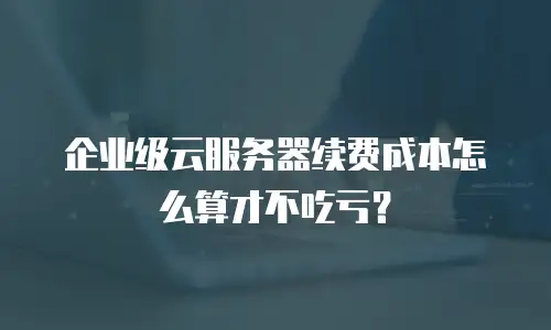 企业级云服务器续费成本怎么算才不吃亏？