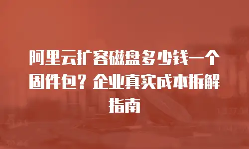 阿里云扩容磁盘多少钱一个固件包？企业真实成本拆解指南