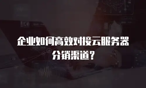 企业如何高效对接云服务器分销渠道？