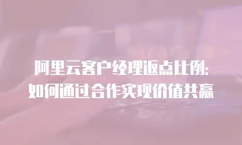 阿里云客户经理返点比例：如何通过合作实现价值共赢