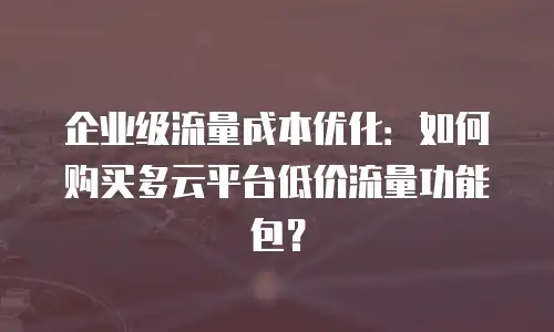 企业级流量成本优化：如何购买多云平台低价流量功能包？