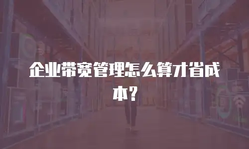 企业带宽管理怎么算才省成本？