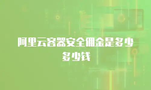 阿里云容器安全佣金是多少多少钱