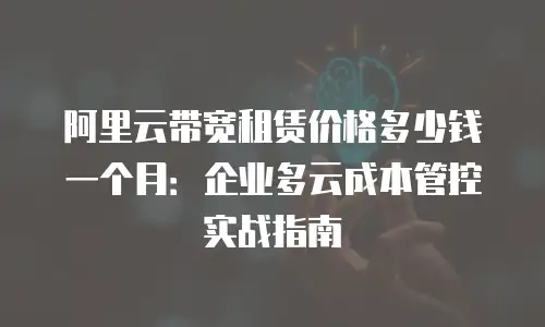 阿里云带宽租赁价格多少钱一个月：企业多云成本管控实战指南