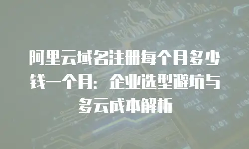 阿里云域名注册每个月多少钱一个月：企业选型避坑与多云成本解析