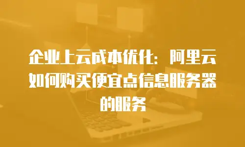 企业上云成本优化：阿里云如何购买便宜点信息服务器的服务