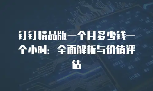 钉钉精品版一个月多少钱一个小时：全面解析与价值评估