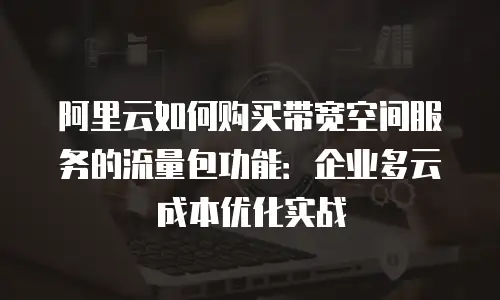 阿里云如何购买带宽空间服务的流量包功能：企业多云成本优化实战