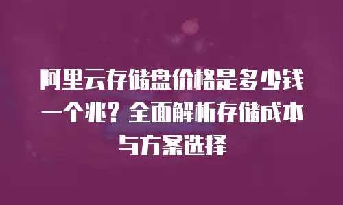 阿里云存储盘价格是多少钱一个兆？全面解析存储成本与方案选择