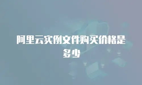 阿里云实例文件购买价格是多少
