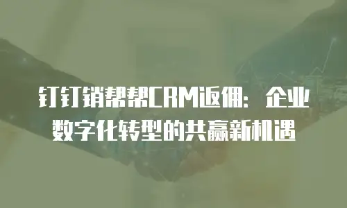 钉钉销帮帮CRM返佣：企业数字化转型的共赢新机遇