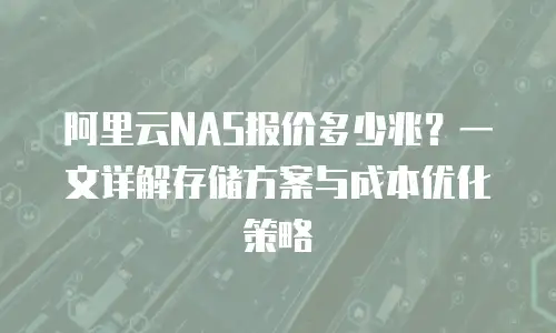 阿里云NAS报价多少兆？一文详解存储方案与成本优化策略