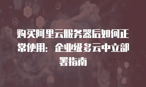 购买阿里云服务器后如何正常使用：企业级多云中立部署指南