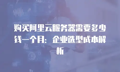 购买阿里云服务器需要多少钱一个月：企业选型成本解析
