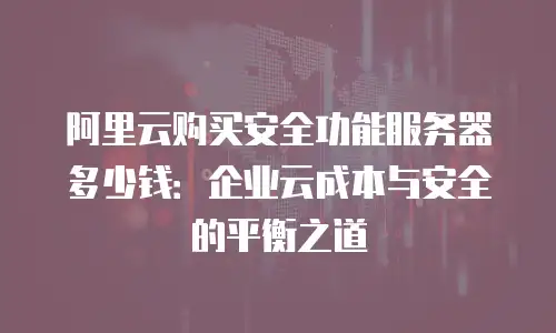 阿里云购买安全功能服务器多少钱：企业云成本与安全的平衡之道