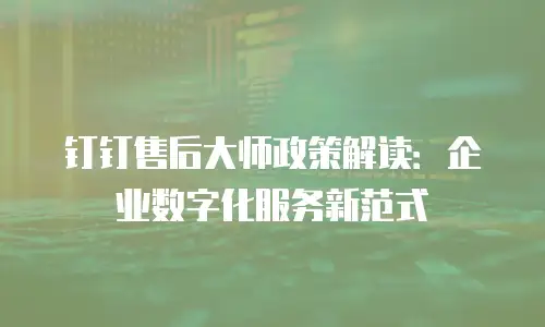 钉钉售后大师政策解读：企业数字化服务新范式