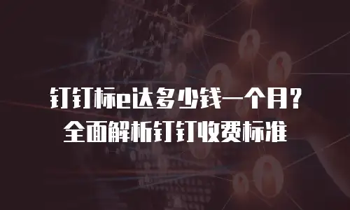 钉钉标e达多少钱一个月？全面解析钉钉收费标准