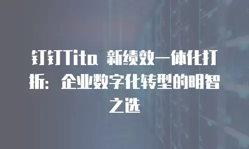 钉钉Tita 新绩效一体化打折：企业数字化转型的明智之选