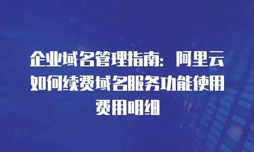 企业域名管理指南：阿里云如何续费域名服务功能使用费用明细