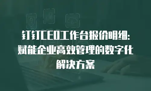 钉钉CEO工作台报价明细：赋能企业高效管理的数字化解决方案