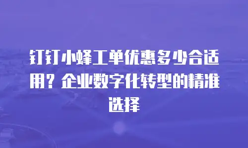钉钉小蜂工单优惠多少合适用？企业数字化转型的精准选择