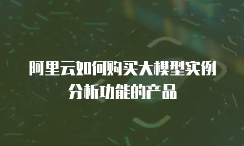 阿里云如何购买大模型实例分析功能的产品