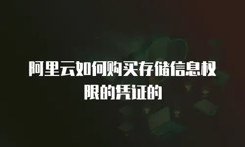 阿里云如何购买存储信息权限的凭证的