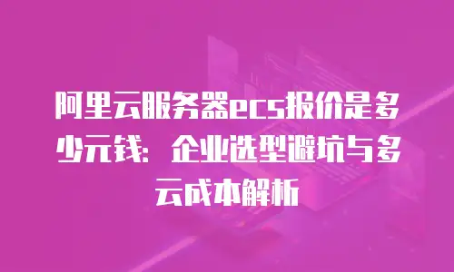 阿里云服务器ecs报价是多少元钱：企业选型避坑与多云成本解析