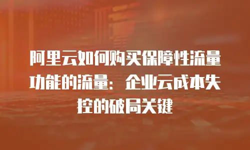 阿里云如何购买保障性流量功能的流量：企业云成本失控的破局关键
