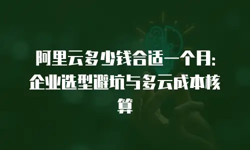 阿里云多少钱合适一个月：企业选型避坑与多云成本核算