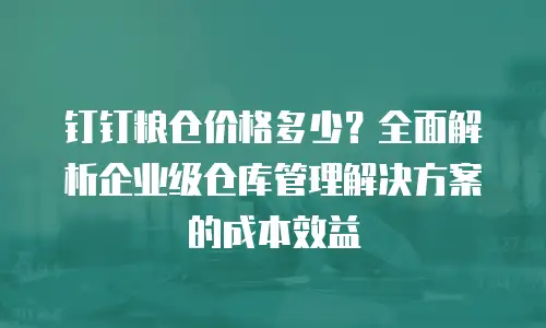 钉钉粮仓价格多少？全面解析企业级仓库管理解决方案的成本效益