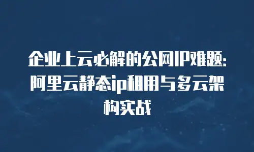 企业上云必解的公网IP难题：阿里云静态ip租用与多云架构实战