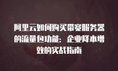 阿里云如何购买带宽服务器的流量包功能：企业降本增效的实战指南