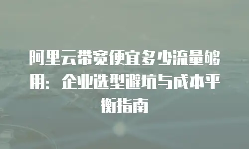 阿里云带宽便宜多少流量够用：企业选型避坑与成本平衡指南