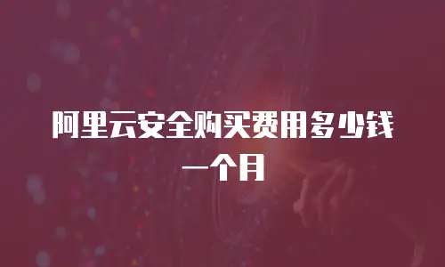 阿里云安全购买费用多少钱一个月