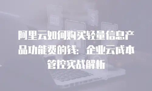 阿里云如何购买轻量信息产品功能费的钱：企业云成本管控实战解析