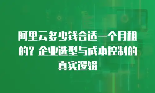 阿里云多少钱合适一个月租的？企业选型与成本控制的真实逻辑