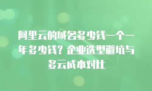 阿里云的域名多少钱一个一年多少钱？企业选型避坑与多云成本对比