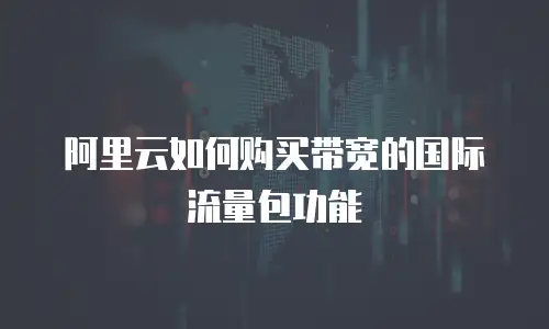 阿里云如何购买带宽的国际流量包功能