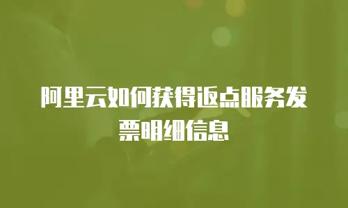阿里云如何获得返点服务发票明细信息