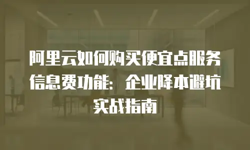 阿里云如何购买便宜点服务信息费功能：企业降本避坑实战指南