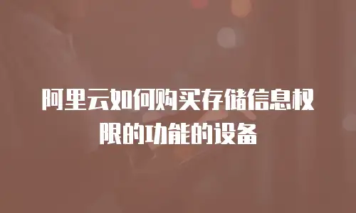 阿里云如何购买存储信息权限的功能的设备