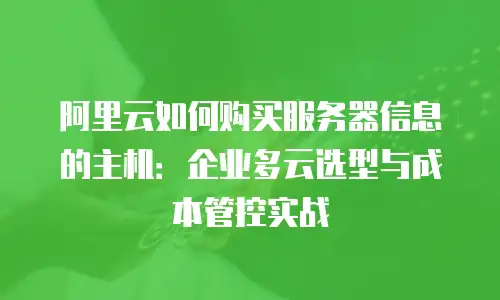 阿里云如何购买服务器信息的主机：企业多云选型与成本管控实战