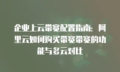 企业上云带宽配置指南：阿里云如何购买带宽带宽的功能与多云对比